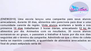 Matemática  Regra de 3 composta  ENEM  QG Resolve [upl. by Epuladaug]