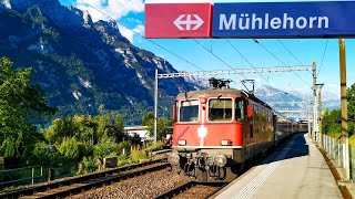 Bahnverkehr in traumhafter Umgebung in Mühlehorn am Walensee [upl. by Doreg]