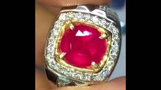 RUBY Red 5crt BURMA Unheated Ring Gold Diamond [upl. by Thaddeus]