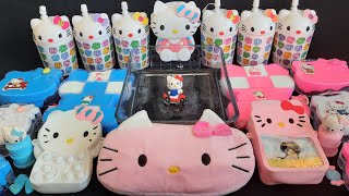 Purple and pink hello kitty  Mixing clear slime with many things [upl. by Fadiman]