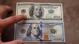 Comparing the new 100 US dollar Oct 2013 with the old 100 bill [upl. by Treblig]