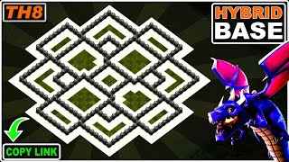 NEW BEST TH8 Hybrid TrophyFarming Base 2023 COPY LINK  COC Town Hall 8 Symmetrical Base [upl. by Ahsirek]