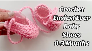 CROCHET EASIEST BABY SHOES BOOTIES EVER 03 MONTHS [upl. by Julio359]