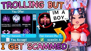 TROLLING As a GIRL But I Almost GOT SCAMMED in Trading Hub  Royale High ROBLOX [upl. by Nikolai311]