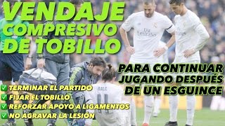 Vendaje compresivo de tobillo  JUGAR CON ESGUINCE [upl. by Ateinotna]