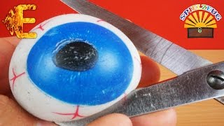 GLIBBER AUGE ZERSCHNEIDEN  Was ist innen drin  GLIBBER SLIME SCHLEIM deutsch Experiment [upl. by Asiat465]