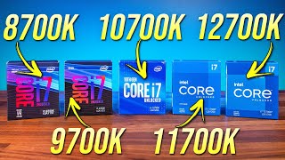 Comparing 5 Generations of Intel i7 Processors 12700K vs 11700K vs 10700K vs 9700K vs 8700K [upl. by Nicolle553]