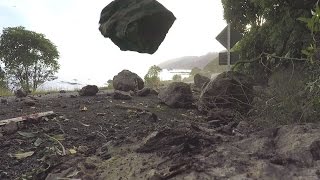 Landslide and rockfall during Kaikoura Earthquake aftershock [upl. by Herwick]