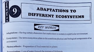 Class 9th Biology Chapter 9 Adaptation to Different Ecosystems Question amp Answer Ts Ssc board [upl. by Ramma]