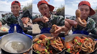 Fisherman Dagang boiled lobster conch abalone octopus and prawns with beeryummy seafoodboil [upl. by Brock]