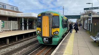 Class 377417 and 377406 depart Polegate while 387225 arrives into Polegate [upl. by Acirrehs]