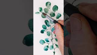 How to paint round leaves in loose wet in wet watercolor  link to realtime tutorial in description [upl. by Gibert]