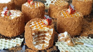 미니 허니 케이크 만들기  Mini Russian Honey cake full of sweetness Medovik Recipe ミニハニーケーキ  मिनी शहद केक [upl. by Ninetta180]