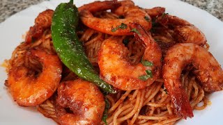 spaghetti au crevettes 🍤 مقرونة بالكروفات بطريقة ساهلة مع كل اسرار بنتها بنينة برشا 😋❤ [upl. by Aicargatla]