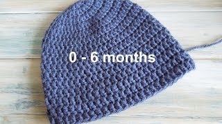 crochet How To  Crochet a Simple Baby Beanie for 06 months [upl. by Ikir]