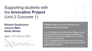 Supporting students with the Innovative Project Unit 2 Outcome 1 [upl. by Aicyle]