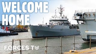 ROYAL NORWEGIAN NAVY HNoMS HELGE INGSTAD F313 ENTERS DEVONPORT AT PLYMOUTH HOE  25th Jan 2018 [upl. by Joed997]