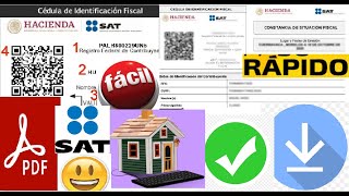 COMO DESCARGAR CONSTANCIA DE SITUACION FISCAL RFC SAT SIN CONTRASEÑA NI E FIRMA DESDE TU CASA [upl. by Allisurd287]