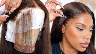 HOW TO PLUCK YOUR LACE WIG  WIG INSTALL CHOCOLATE BROWN HAIR [upl. by Sad]