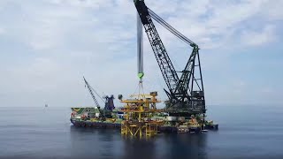 Pan Malaysia Projects Bakong Wellhead Platform Installation [upl. by Ehcadroj]