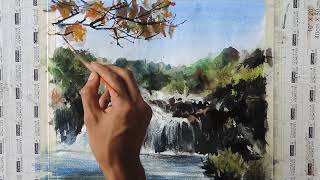 watercolor painting tutorial  beginners landscape painting [upl. by Yenots156]