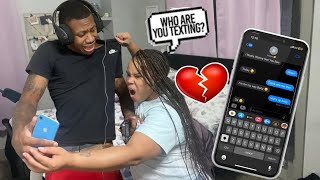 Caught TEXTING Another Girl Prank On Girlfriend 😳 She Cried [upl. by Goraud676]