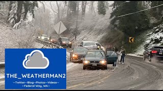 12422 Puyallup WA Spinouts Slick Roads Winter Driving Conditions [upl. by Irv]