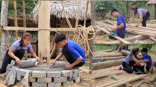 Farm Construction  Building a onepillar wooden hut part 3  Linhs Life [upl. by Epolulot]