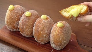 노오븐 입이 호강하는폭신한 커스터드 도넛 만들기  최강비율 커스터드 크림 만들기  Vanilla Custard Donuts Recipe [upl. by Amlet199]