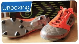 Adidas F50 Adizero TRX FG  MiCoach SilverOrange  LIONEL MESSI Boots  UNBOXING [upl. by Damas]