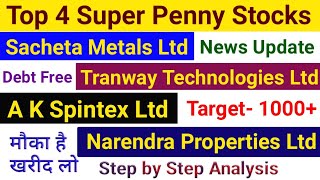 Penny Stocks  Sacheta Metals  Tranway Technologies  A K Spintex  Narendra Properties  Stock Buy [upl. by Angy503]