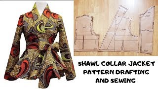 How to make a Shawl Collar Jacket with Peplum  Womens JacketBlazer  Pattern drafting  Collar [upl. by Suisyola]