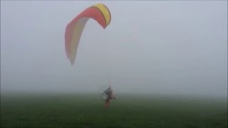 Paramotor takeoff into fog  flight over clouds [upl. by Anaeda749]