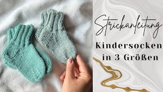 Strickanleitung simple Kindersocken in 3 Größen [upl. by Namyh]