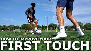 First Touch Training For Footballers  Improve Your First Touch [upl. by Aikal355]