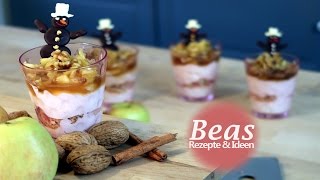 Weihnachtliches Dessert im Glas  Festlicher SahneQuark ApfelZimt Nachtisch [upl. by Sparkie408]