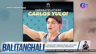 Tokyo 2020 Olympics gold medalist Hidilyn Diaz muling binati si Carlos Yulo sa  Balitanghali [upl. by Acinoj376]