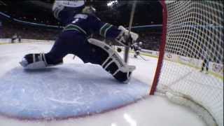 GREAT SAVE LUONGO  Sharks Vs Canucks  R1G1 2013 Playoffs  050113  HD [upl. by Mukerji]