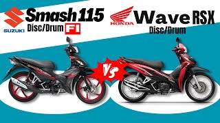 Suzuki Smash 115 Fi vs Honda Wave RSX  Side by Side Comparison  Specs amp Price  2023 Philippines [upl. by Blayne]