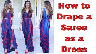 How to Drape a Saree as a Dress  Tia Bhuva [upl. by Drake]