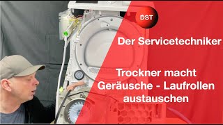 Trockner macht laute Geräusche  Laufrollen austauschen Bosch Siemens [upl. by Edyaw]