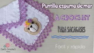 puntilla espuma de mar  a crochet  para baberos o sacagases de bebé  explicado paso a paso [upl. by Nnyliak]