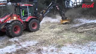 Backhoe loader mounted mulcher  HUDDIG mit Seppi Forstmulcher [upl. by Lohse]