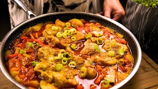 Knusprige Hähnchen mit Gemüse in der Pfanne Einfaches Rezept zum Nachkochen [upl. by Airalednac]