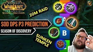 SoD Phase 3 DPS Predictions  Sunken Temple  Season of Discovery [upl. by Rustice251]