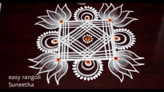 Traditional Padi Lotus Kolam rangoli designs for PongalSankranthi 2021  New Dhanurmasam muggulu [upl. by Aibat]