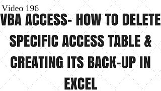 Learn Ms Access  Video 196  VBA Delete access table and create its backup [upl. by Aicelf]