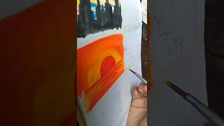 Scenery Painting  Acrylic painting tutorial shorts diypainting viral art artisttrending [upl. by Onez556]