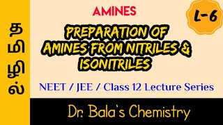 Preparation of amines from Nitriles and Isonitriles in Tamil  NEET JEE Class 12 Lecture series [upl. by Pacien]