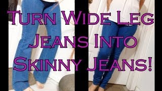 How to make Skinny Jeans from Flare or Boot Cut Jeans Quick and Easy DIY [upl. by Bolitho210]